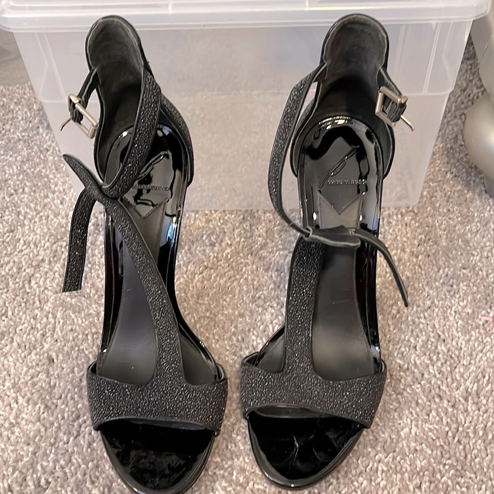 Brian Atwood Black T-Strap Heels